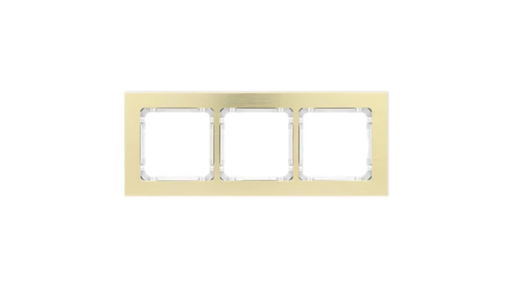 DECO Ramka uniwersalna potrójna - aluminium szczotkowane (ramka: kolor mosiężny spód: biały) 8-0-DRA-3