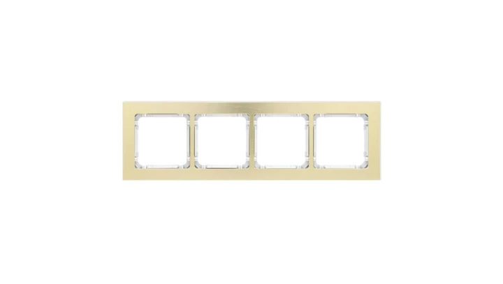 DECO Ramka uniwersalna poczwórna - aluminium szczotkowane (ramka: kolor mosiężny spód: biały) 8-0-DRA-4