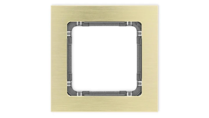 DECO Ramka uniwersalna pojedyncza - aluminium szczotkowane (ramka: kolor mosiężny spód: grafitowy) 8-11-DRA-1