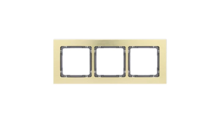 DECO Ramka uniwersalna potrójna - aluminium szczotkowane (ramka: kolor mosiężny spód: grafitowy) 8-11-DRA-3