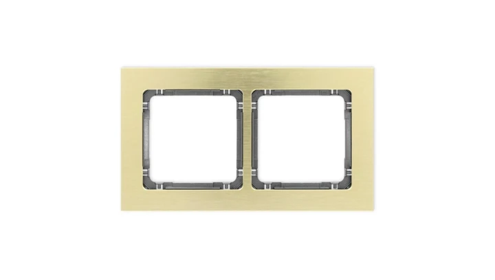 DECO Ramka uniwersalna podwójna - aluminium szczotkowane (ramka: kolor mosiężny spód: grafitowy) 8-11-DRA-2