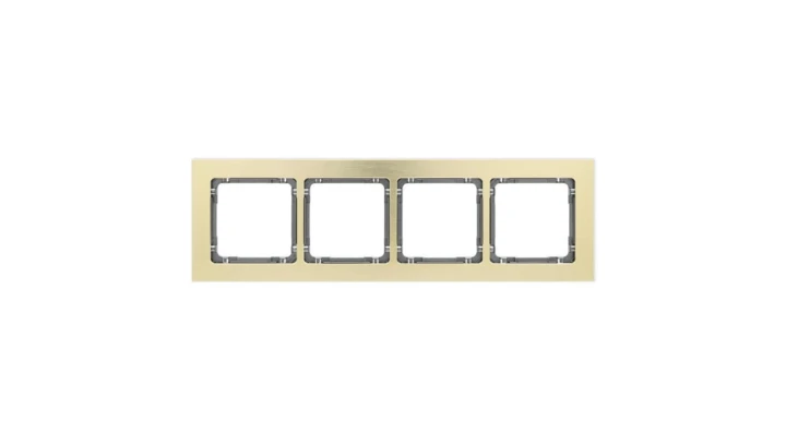 DECO Ramka uniwersalna poczwórna - aluminium szczotkowane (ramka: kolor mosiężny spód: grafitowy) 8-11-DRA-4