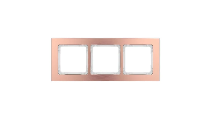 DECO Ramka uniwersalna potrójna - aluminium szczotkowane (ramka: kolor miedziany spód: biały) 9-0-DRA-3