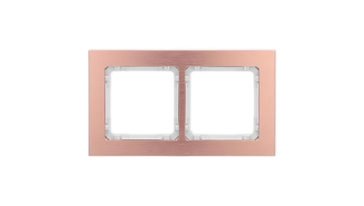 DECO Ramka uniwersalna podwójna - aluminium szczotkowane (ramka: kolor miedziany spód: biały) 9-0-DRA-2
