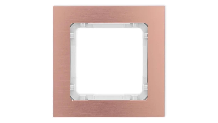 DECO Ramka uniwersalna pojedyncza - aluminium szczotkowane (ramka: kolor miedziany spód: biały) 9-0-DRA-1
