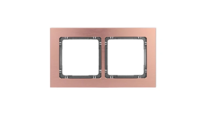 DECO Ramka uniwersalna podwójna - aluminium szczotkowane (ramka: kolor miedziany spód: grafitowy) 9-11-DRA-2