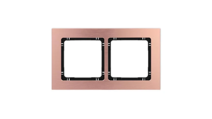 DECO Ramka uniwersalna podwójna - aluminium szczotkowane (ramka: kolor miedziany spód: czarny) 9-12-DRA-2