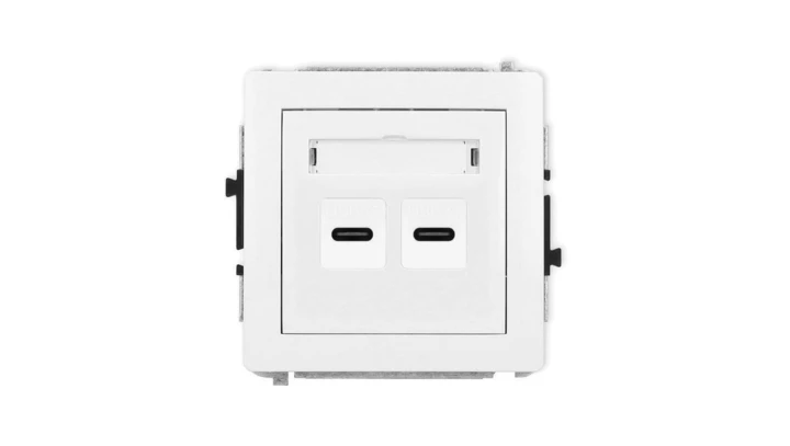 DECO Mechanizm ładowarki USB podwójnej 2xUSB C, 20W max., biały DCUSB-7