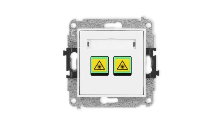 MINI Mechanizm gniazda światłowodowego/optycznego podwójnego biały mat 25MGOP-2