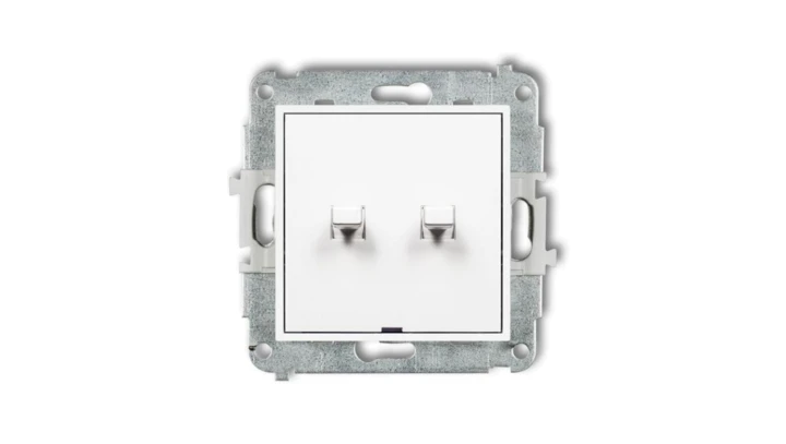 MINI Mechanizm łącznika podwójnego schodowego w stylu amerykańskim (jeden klawisz bez piktogramów) biały mat 25MWPUS-33.1