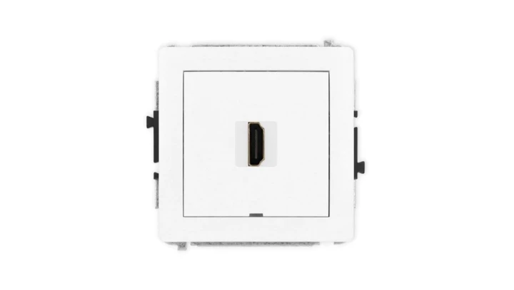 DECO Mechanizm gniazda pojedynczego HDMI 2.0, bez pola opisowego, biały mat 25DHDMIBO-3