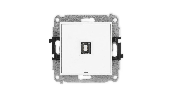 MINI Mechanizm gniazda pojedynczego USB A-B 2.0, bez pola opisowego biały mat 25MGUSBBO-3