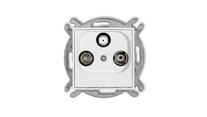 MINI Mechanizm gniazda abonenckiego RTV-SAT końcowego (2 wejścia antenowe) biały mat 25MGST