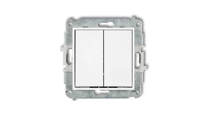 MINI Mechanizm łącznika podwójnego krzyżowego (dwa klawisze bez piktogramu) biały mat 25MWP-66.1