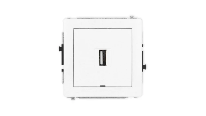 DECO Mechanizm gniazda pojedynczego USB A-A 2.0, bez pola opisowego, biały mat 25DGUSBBO-1