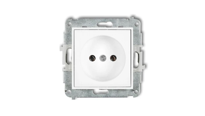 MINI Mechanizm gniazda pojedynczego bez uziemienia 2P (bez przesłon torów prądowych) biały mat 25MGP-1