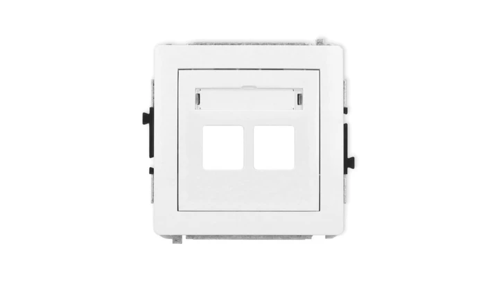 DECO Mechanizm gniazda multimedialnego podwójnego bez modułu (standard Keystone), biały mat 25DGM-2P