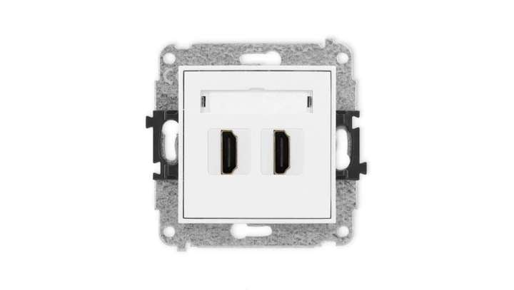 MINI Mechanizm gniazda podwójnego HDMI 2.0 biały mat 25MHDMI-4