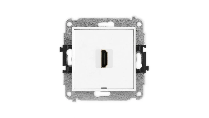 MINI Mechanizm gniazda pojedynczego HDMI 2.0, bez pola opisowego biały mat 25MHDMIBO-3