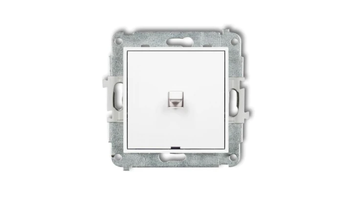 MINI Mechanizm łącznika zwiernego, jednobiegunowego (jeden klawisz, bez piktogramu) w stylu amerykańskim biały mat 25MWPUS-4.1