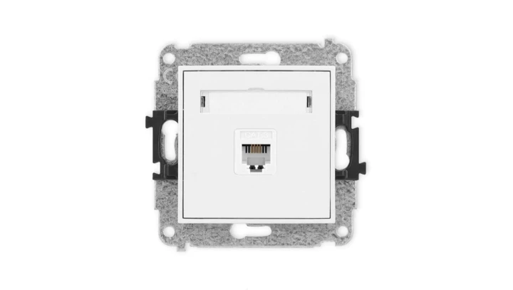 MINI Mechanizm gniazda telefonicznego pojedynczego 1xRJ11, 4-stykowy, beznarzędziowe biały mat 25MGT-1