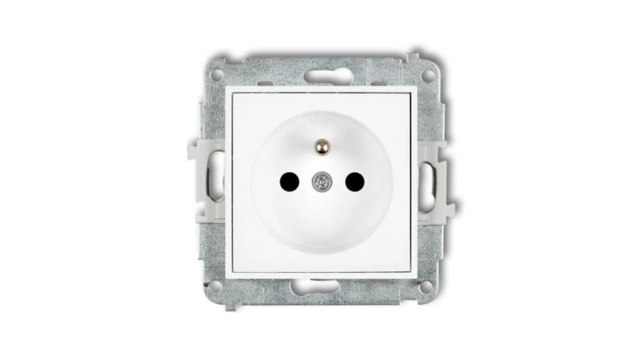 MINI Mechanizm gniazda pojedynczego z uziemieniem 2P+Z (przesłony torów prądowych) biały mat 25MGP-1zp