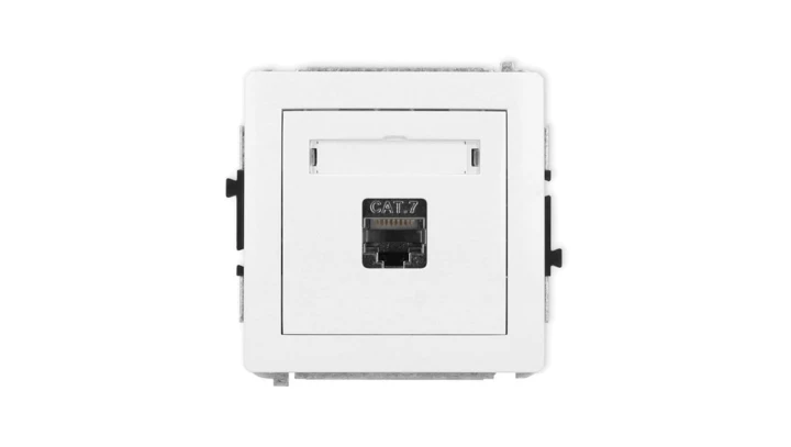DECO Mechanizm gniazda komputerowego pojedynczego 1xRJ45, kat. 7, ekranowane, 8-stykowy, biały mat 25DGK-9