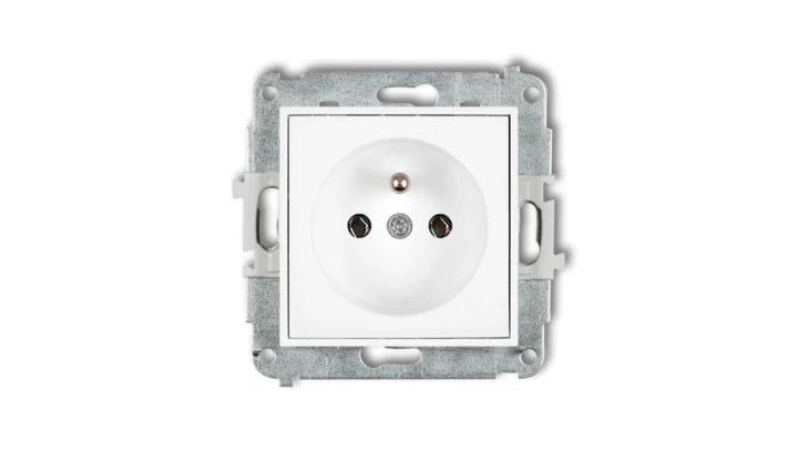 MINI Mechanizm gniazda pojedynczego z uziemieniem 2P+Z (bez przesłon torów prądowych) biały mat 25MGP-1z
