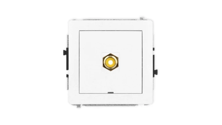 DECO Mechanizm gniazda pojedynczego RCA, bez pola opisowego (typu cinch - żółty, pozłacany), biały mat 25DGRCABO-1