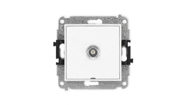 MINI Mechanizm gniazda pojedynczego BNC, bez pola opisowego biały mat 25MGBNCBO-1