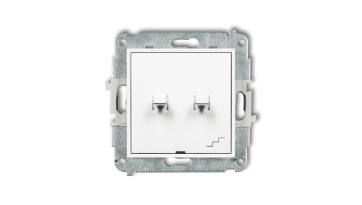 MINI Mechanizm łącznika jednobiegunowego ze schodowym (osobne zasilanie) w stylu amerykańskim biały mat 25MWPUS-10.2