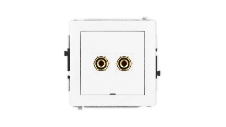DECO Mechanizm gniazda głośnikowego pojedynczego, bez pola opisowego (typu banan - czerwony i czarny, pozłacany, 4 mm2, do lutow