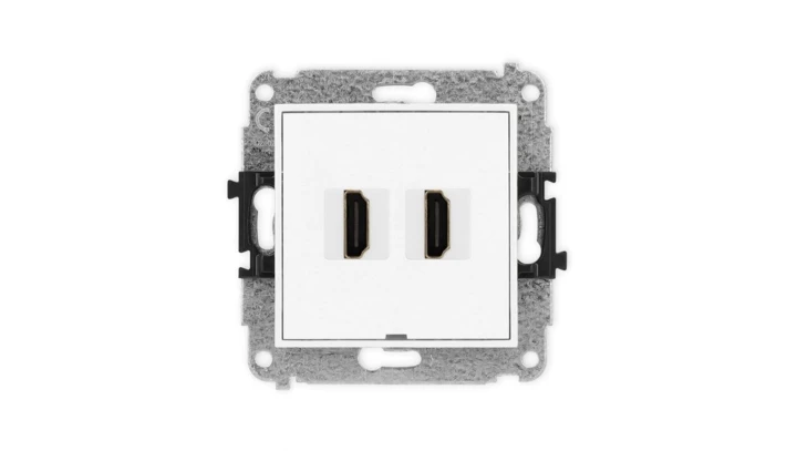 MINI Mechanizm gniazda podwójnego HDMI 2.0, bez pola opisowego biały mat 25MHDMIBO-4