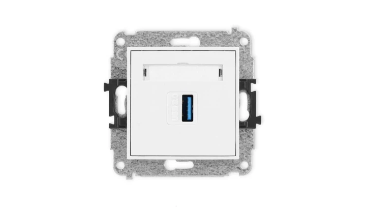 MINI Mechamizm gniazda pojedynczego USB A-A 3.0 biały mat 25MGUSB-5