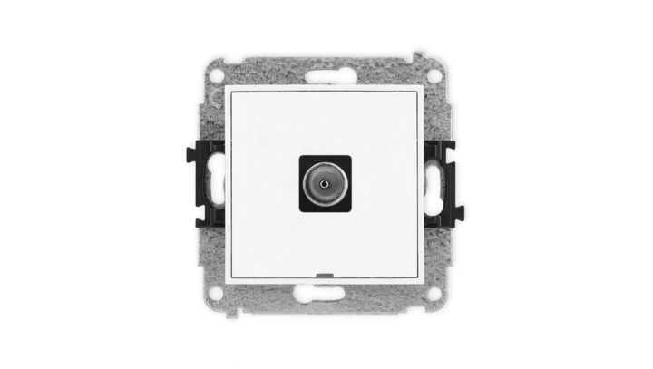 MINI Mechanizm gniazda antenowego pojedynczego TV, bez pola opisowego biały mat 25MGTVBO-1