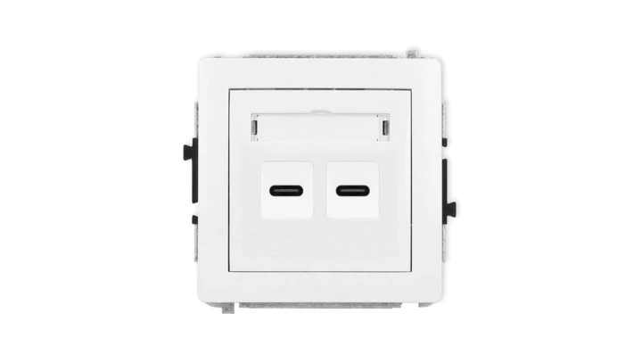 DECO Mechanizm gniazda podwójnego 2xUSB C-C, biały mat 25DGUSB-8