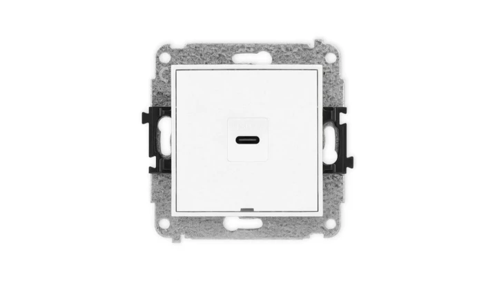 MINI Mechanizm gniazda pojedynczego 1xUSB C-C, bez pola opisowego biały mat 25MGUSBBO-7