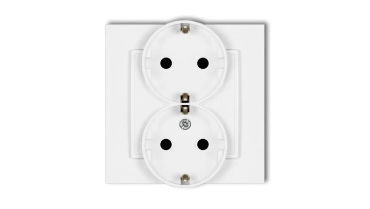 MINI Gniazdo podwójne z uziemieniem SCHUKO 2x(2P+Z) (przesłony torów prądowych) biały mat 25MGP-2sp