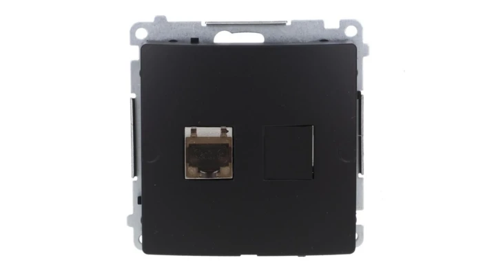 Simon Basic Gniazdo komputerowe RJ45, kat. 6, pojedyncze ekranowane z przesłoną przeciwkurzową (moduł). czarny BM61E.01/49