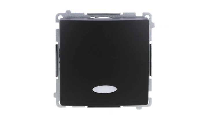 Simon Basic Łącznik jednobiegunowy z podświetleniem LED (moduł) 10AX, 250V, szybkozłącza, czarny BMW1L.01/49