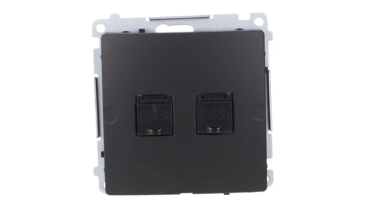 Simon Basic Gniazdo komputerowe RJ45, kat 6, podwójne z przesłoną przeciwkurzową (moduł) czarny BM62.01/49