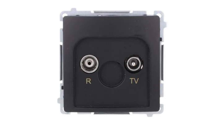 Simon Basic Gniazdo antenowe R-TV przelotowe 10 dB (moduł), 1x wejście: 5–862 MHz czarny BMZAP10/1.01/49