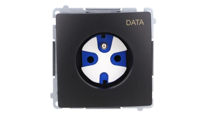 Simon Basic Gniazdo wtyczkowe DATA z uziemieniem i kluczem uprawniającym (moduł) 16A, 250V, zaciski śrubowe czarny BMGD1.01/49