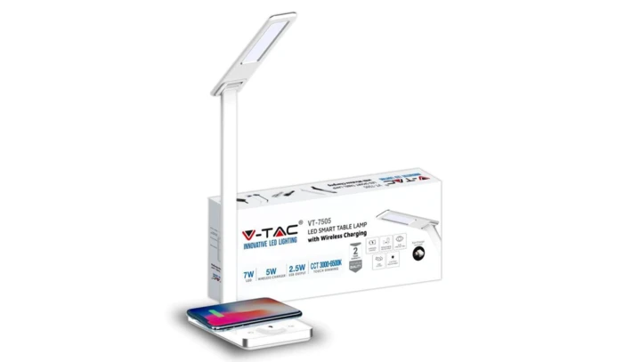 Lampa Biurkowa LED 7W 3w1 Bezprzewodowa ładowarka Biała 218603