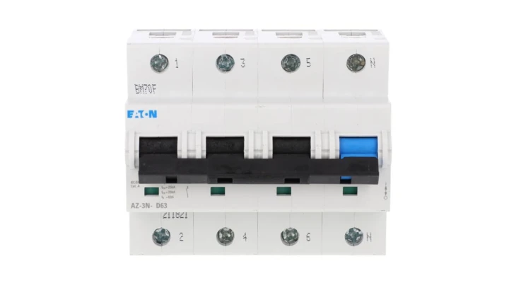 Wyłącznik nadprądowy 3P+N D 63A 25kA AC AZ-3N-D63 211821