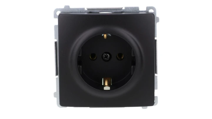 Simon Basic Gniazdo wtyczkowe z uziemieniem Schuko (moduł) 16A, 250V, zaciski śrubowe czarny BMGSZ1.01/49