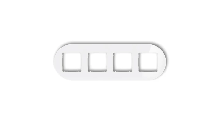 ICON Ramka uniwersalna poczwórna okrągła - efekt szkła (ramka: biała spód: biały) 0-0-IRSO-4