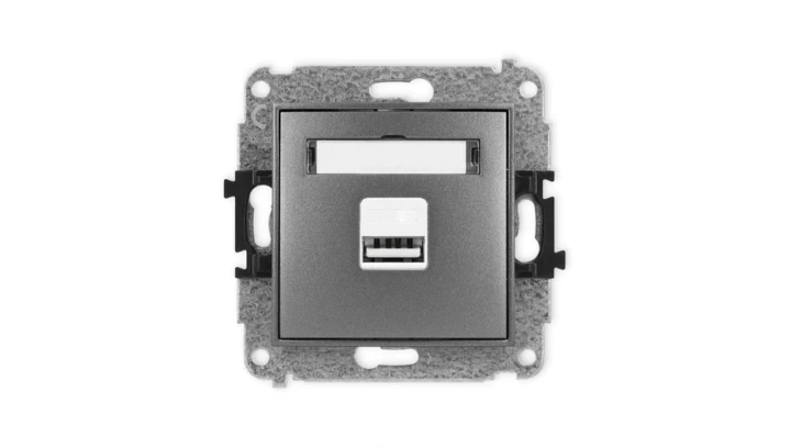 ICON Mechanizm ładowarki USB pojedynczej, 5V, 2A grafitowy 11ICUSB-3