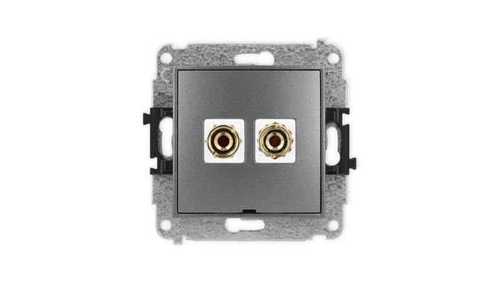 ICON Mechanizm gniazda głośnikowego poj. bez opisu (banan czerwony i czarny, pozłacany, 4 mm2, do lutowania) grafitowy 11IGGBO-3