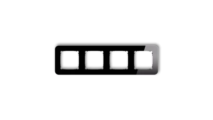 ICON Ramka uniwersalna poczwórna zaokrąglona - efekt szkła (ramka: czarna spód: czarny) 12-12-IRSZ-4